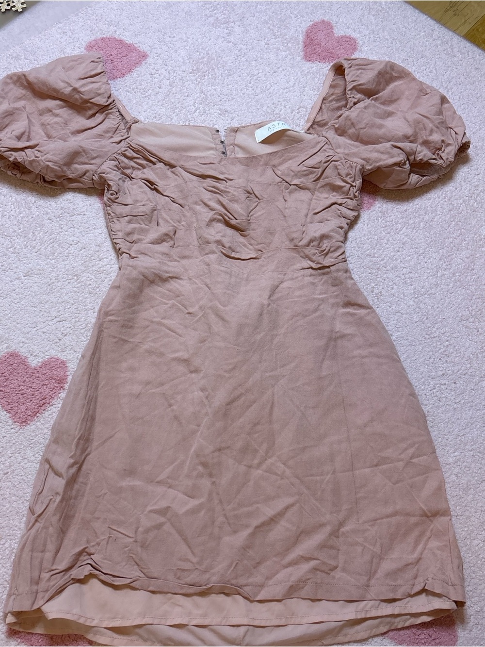 Astr Blush Pink Puff Sleeve Mini Dress